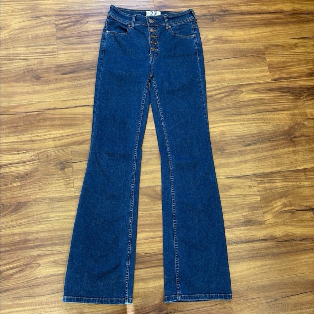 We The Free High-Rise Button-Fly Dark Blue Women's Jeans